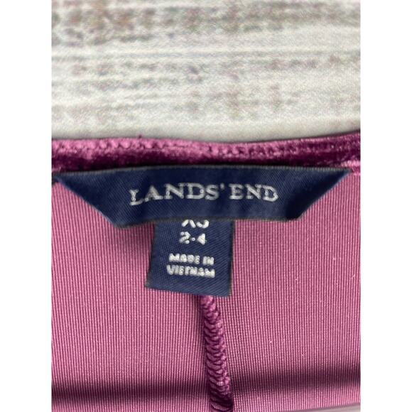 Lands End Velour Purple Twist Front Vneck Dress XS Velvet Witchy Y2K Long Sleeve - Picture 2 of 5